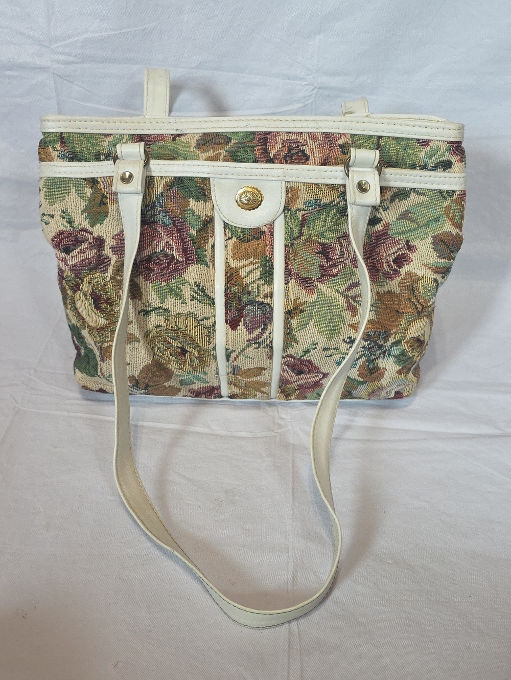 Basic Editions VTG Floral Tapestry Purse Shoulder Bag Cottage Granny Core